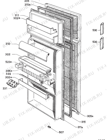 Взрыв-схема холодильника Zanussi Z626/6RD - Схема узла Door 003